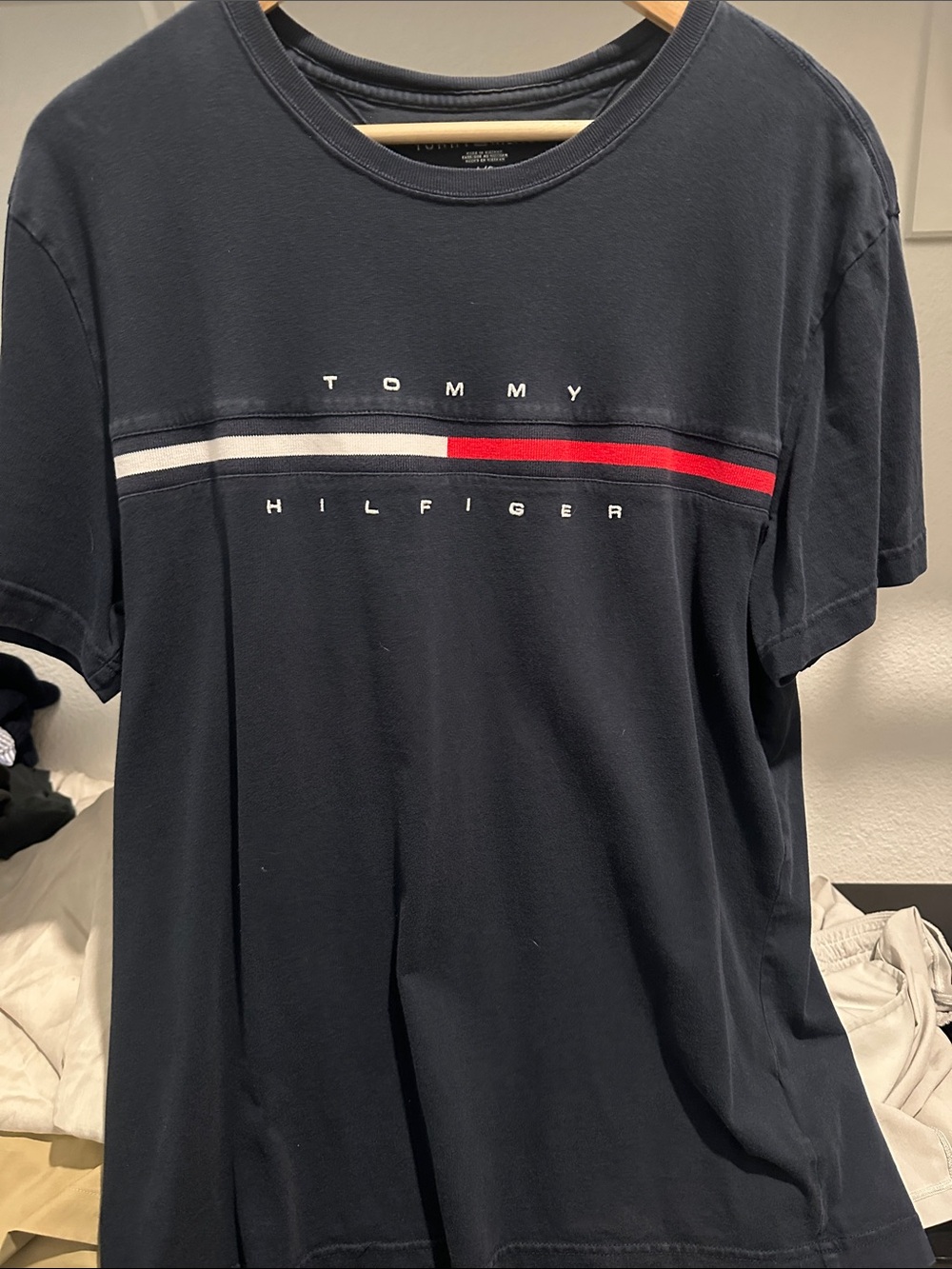 Tommy Hilfiger Navy Logo Stripe T-Shirt